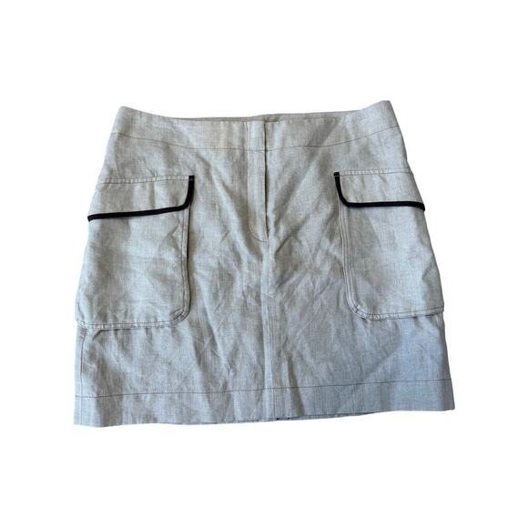 Ann Taylor LOFT 100% Linen mini skirt, NWT; Beige Linen, NWT, size 14 - Picture 1 of 10